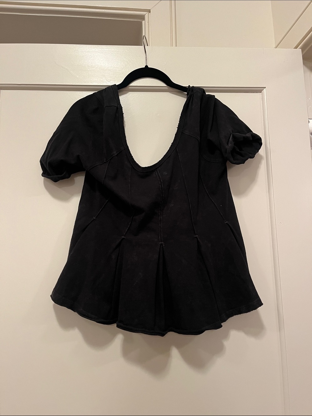 Free People Black Scoop Neck Peplum Tee